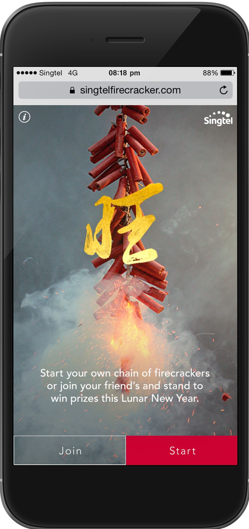 Singtel Lunar Year Firecracker. Image, by courtesy of O&M Singapore.
