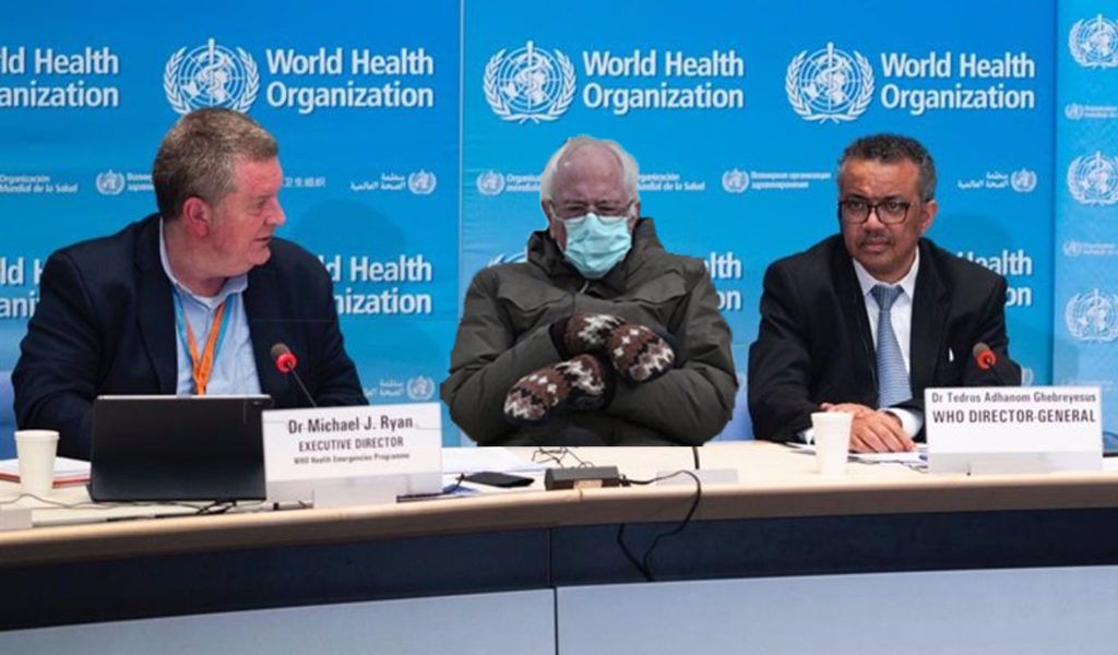 Bernie Sanders_meme_organizacion Mundial de la Salud_COVID-19