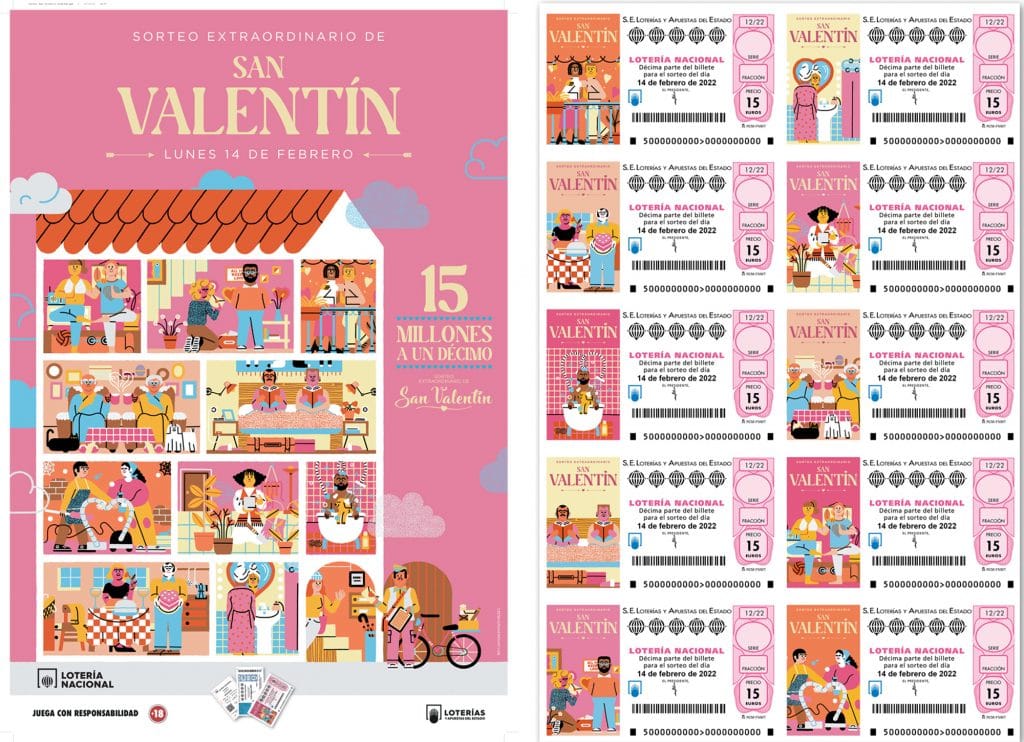 Cartel San Valentin y décimos del Sorteo de San Valentín 2022