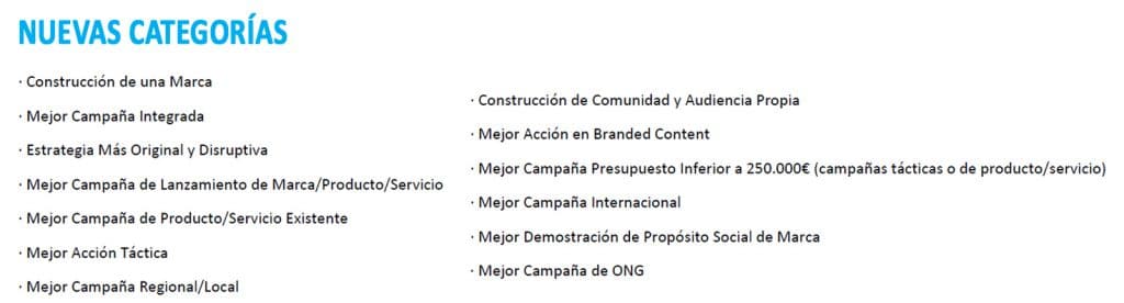 NUEVAS CATEGORIAS PREMIOS EFICACIA 2022