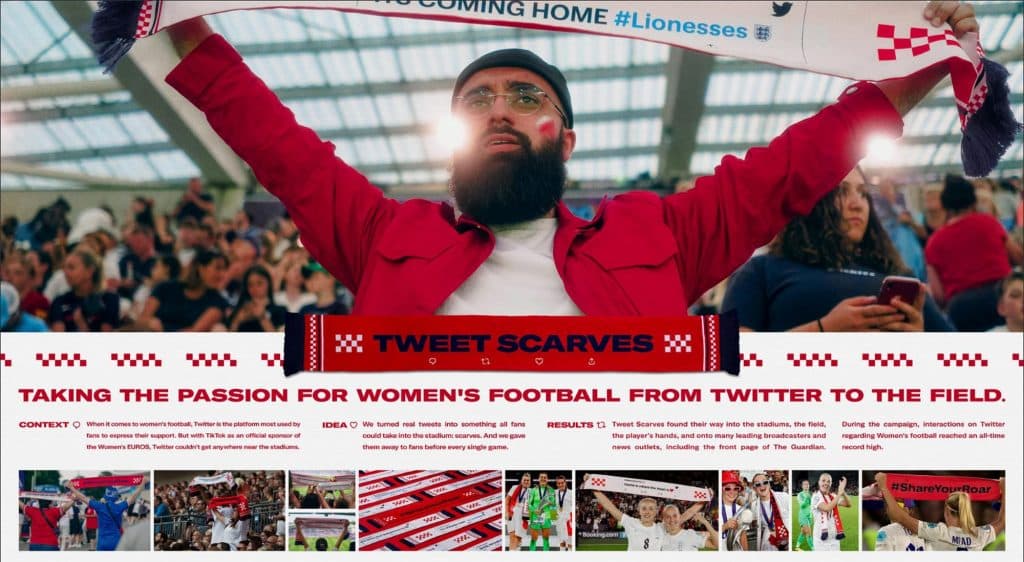 Tweet Scarves_David Madrid_Twitter_Lionesses_Bronce Lion Media_Cannes Lions 2023