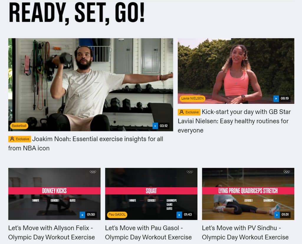 LETSMOVE campaign_Olympic Day_Site dedicado_videos de entrenamiento