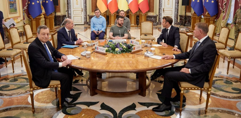 Visita Macron,Scholz,Draghi y pte Rumania a Ucraina_Zelenskyy_talks